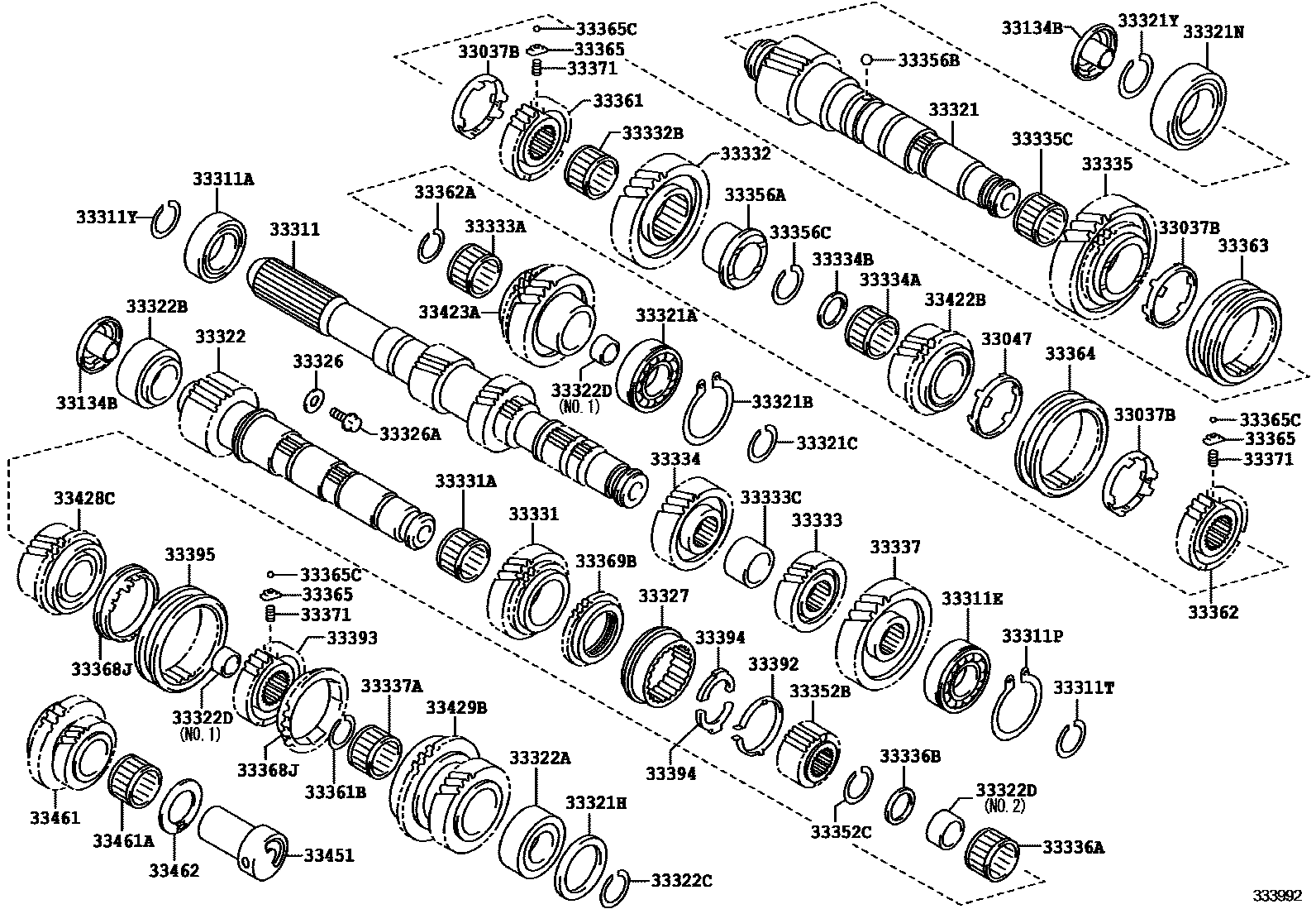 Toyota COROLLA 变速器齿轮(MTM) EPC diagram — 333992