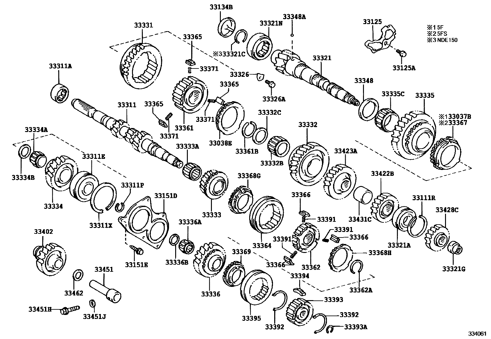 Toyota COROLLA 变速器齿轮(MTM) EPC diagram — 334061