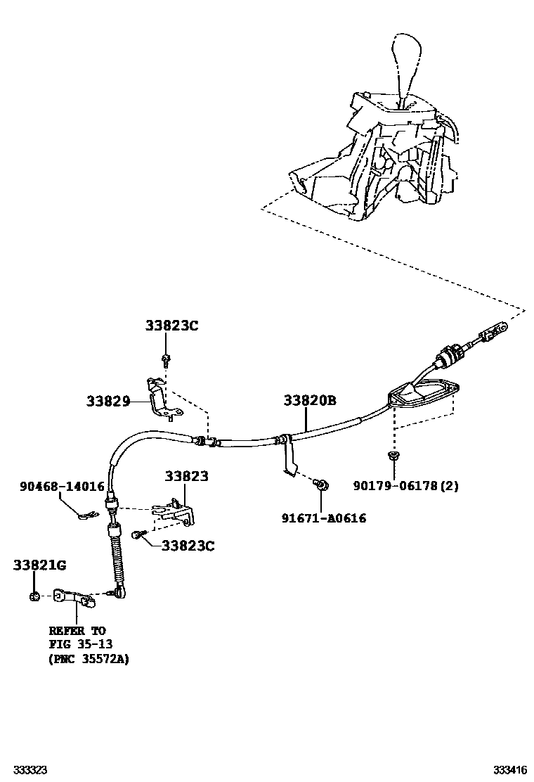 Toyota COROLLA Shift Lever & Retainer EPC diagram — 333416