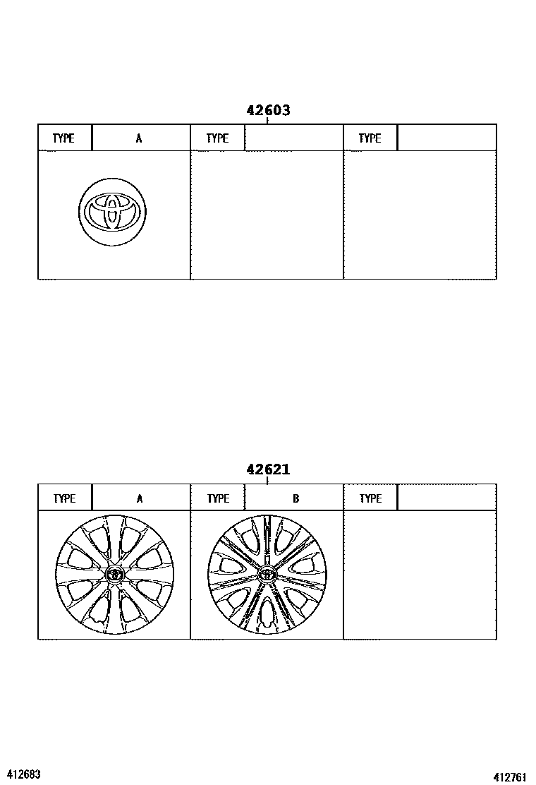 Toyota COROLLA 车轮和车轮盖 EPC diagram — 412761