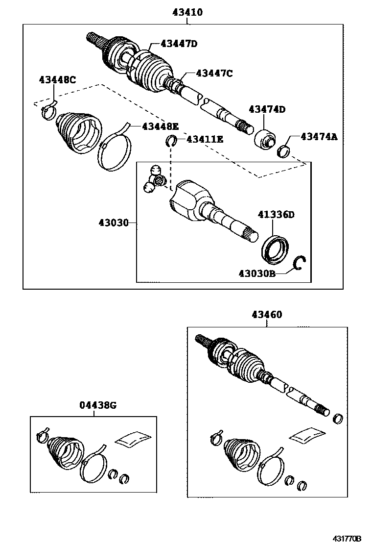 Toyota COROLLA Front Drive Shaft EPC diagram — 431770B