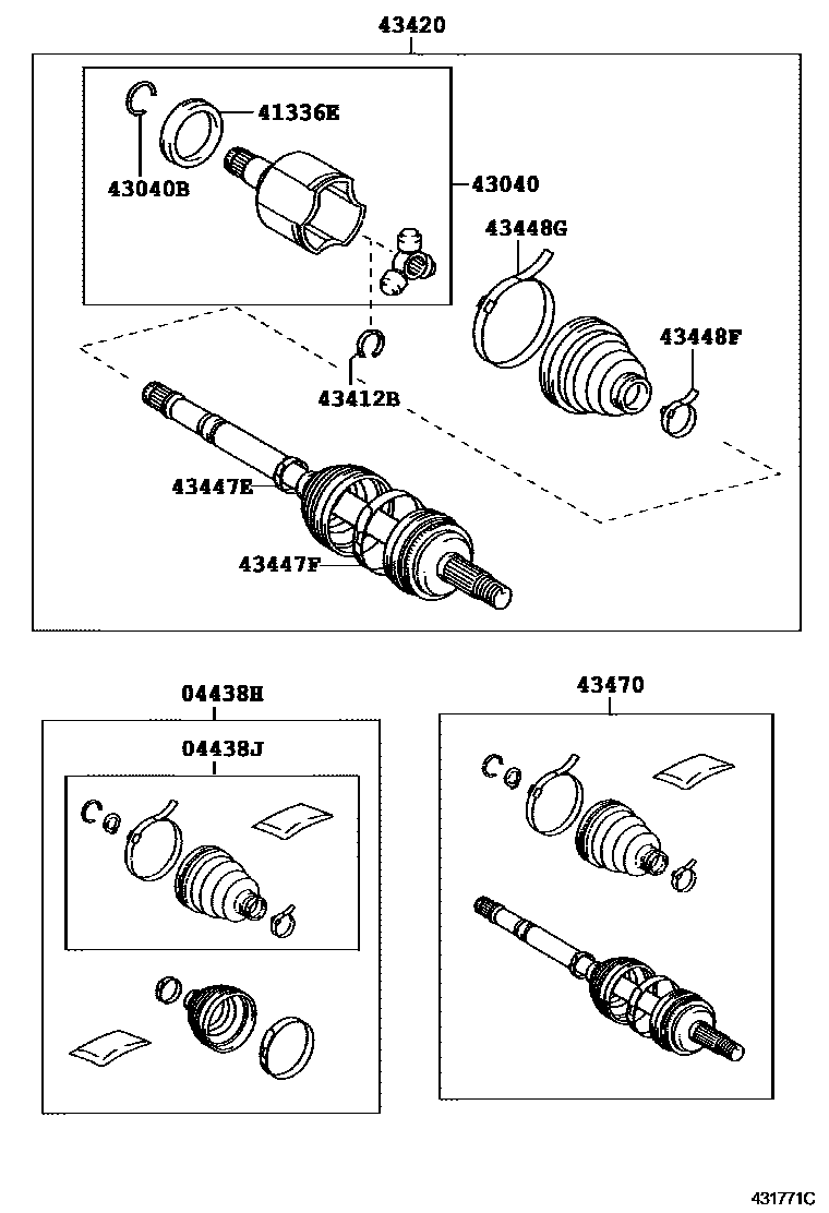 Toyota COROLLA Front Drive Shaft EPC diagram — 431771C