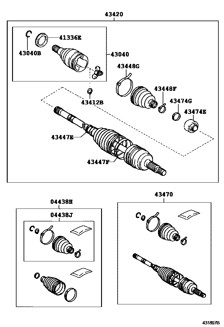 Toyota COROLLA Front Drive Shaft EPC diagram — 431897B