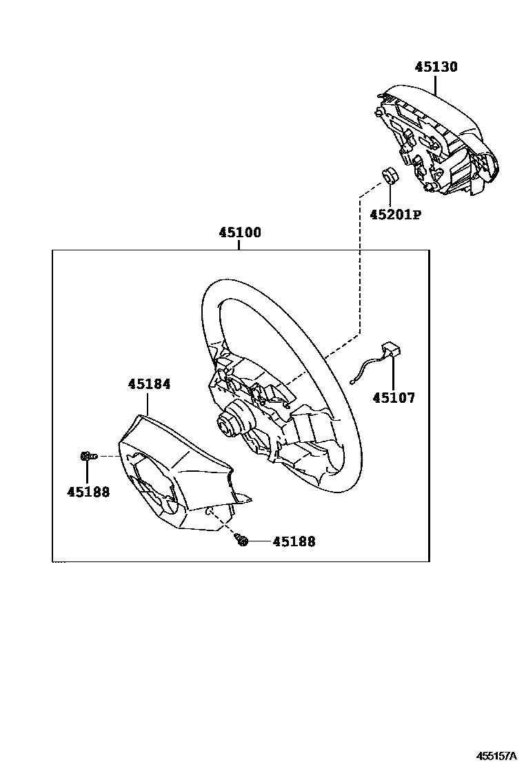 Toyota COROLLA Steering Wheel EPC diagram — 455157A