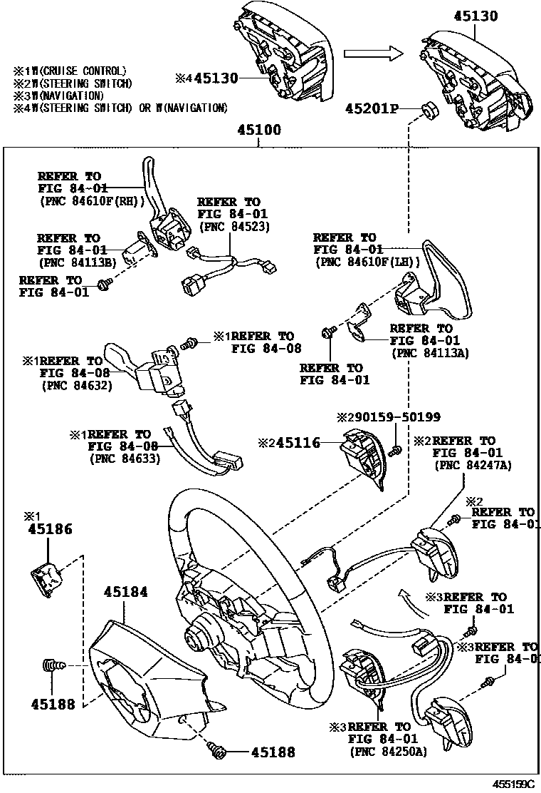 Toyota COROLLA Steering Wheel EPC diagram — 455159C