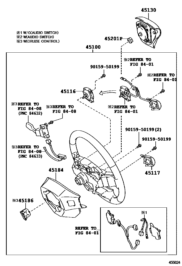 Toyota COROLLA Steering Wheel EPC diagram — 455624
