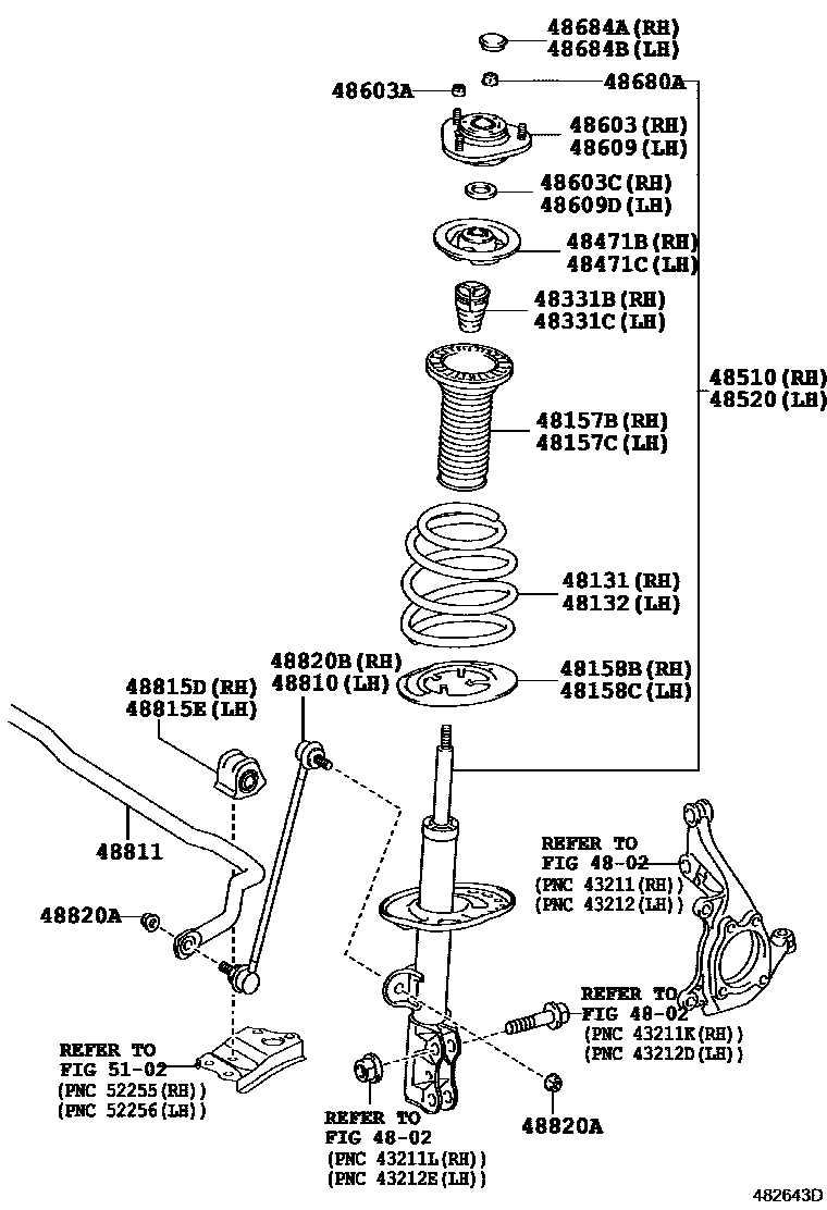 Toyota COROLLA Front Spring & Shock Absorber EPC diagram — 482643D