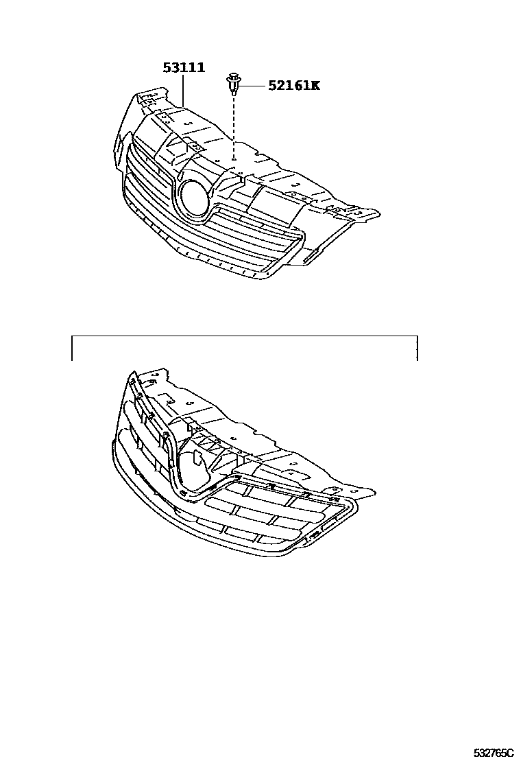 Toyota COROLLA radiator grille EPC diagram — 532765C