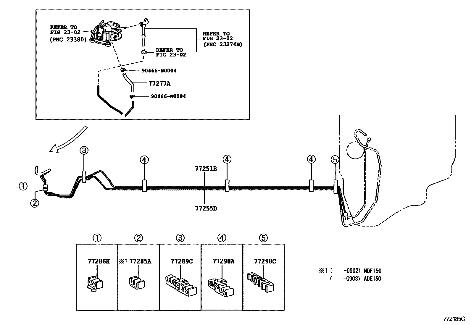 Toyota COROLLA 燃油箱和燃油管 EPC diagram — 772185C
