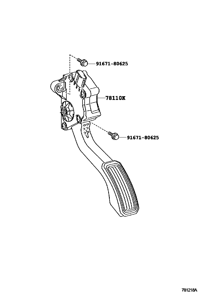 Toyota COROLLA accelerator pedal connecting rod EPC diagram — 781218A
