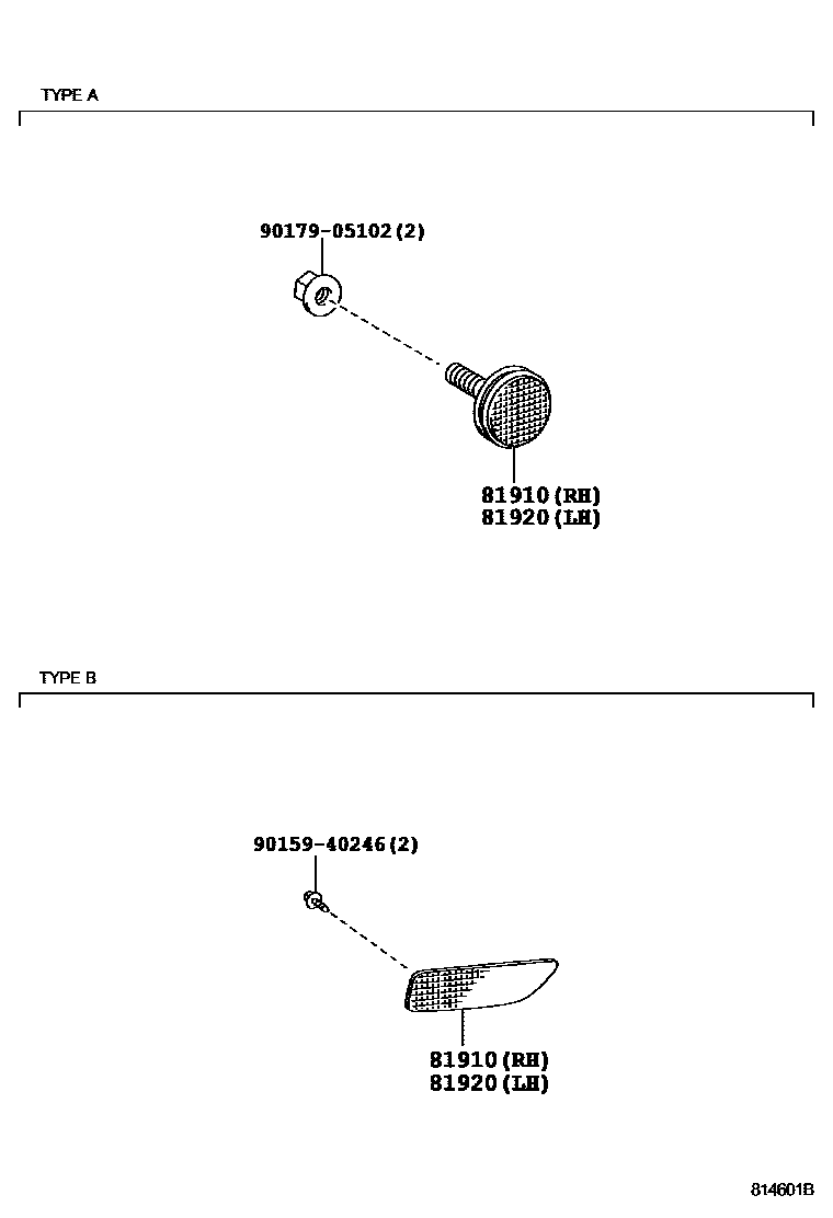 Toyota COROLLA reflector EPC diagram — 814601B