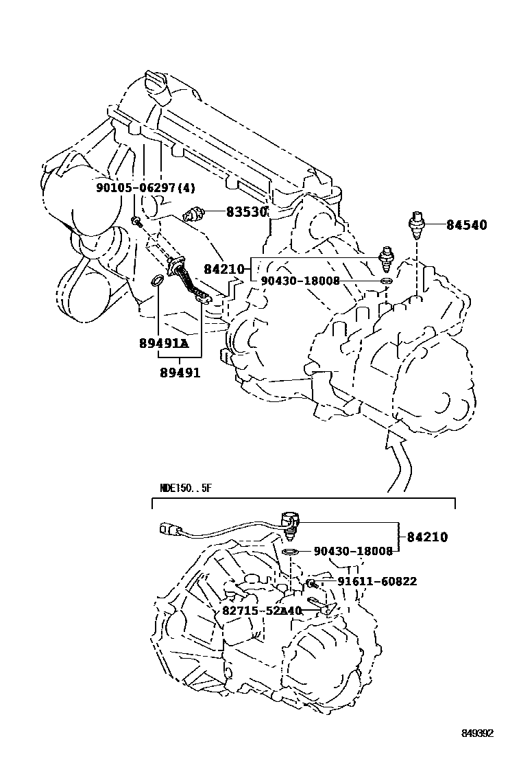 Toyota COROLLA 开关和继电器和ECU EPC diagram — 849392
