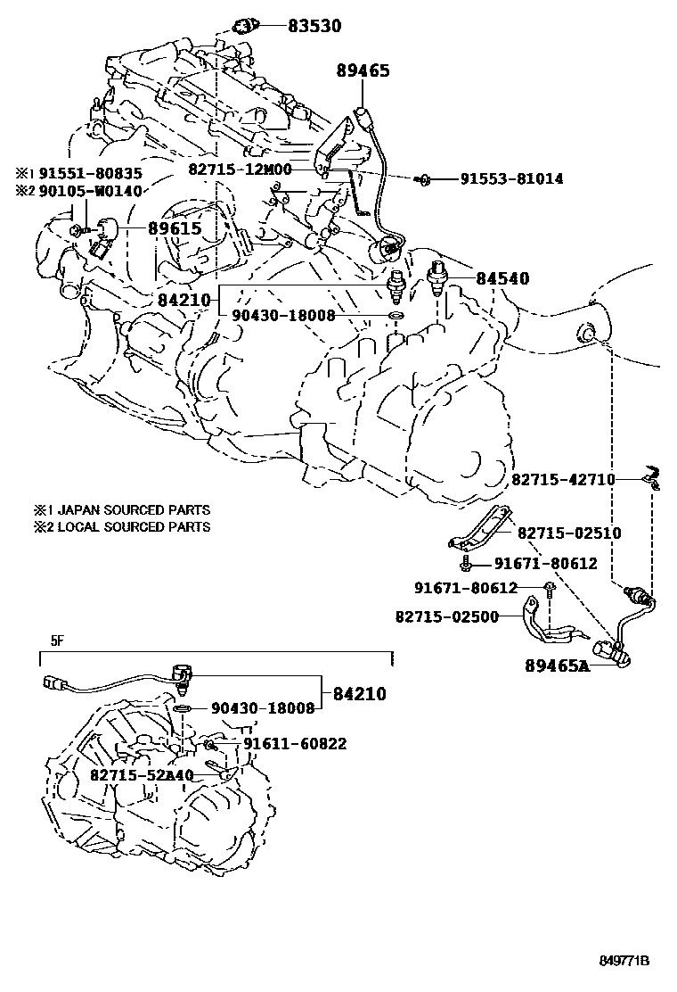 Toyota COROLLA 开关和继电器和ECU EPC diagram — 849771B