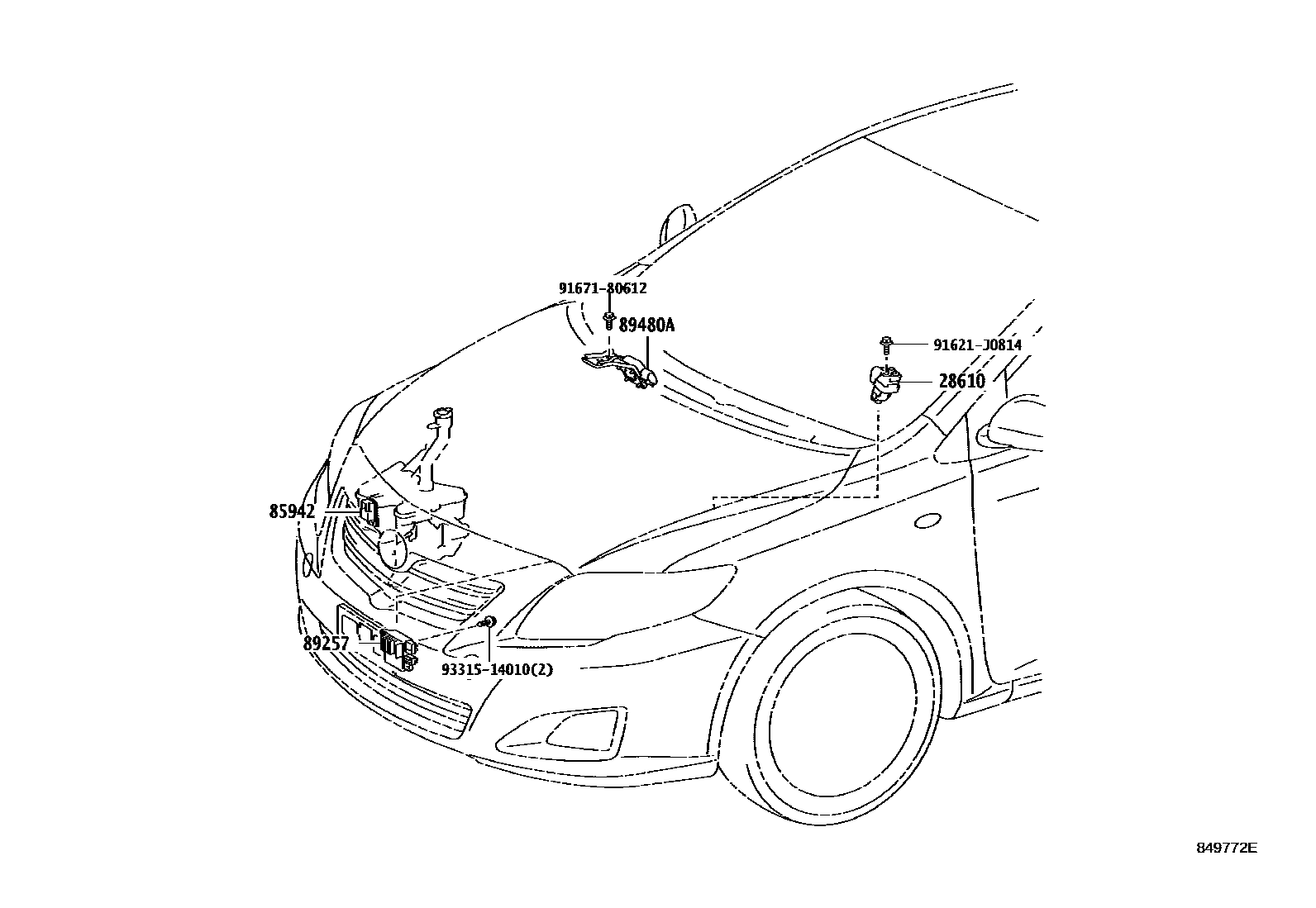 Toyota COROLLA 开关和继电器和ECU EPC diagram — 849772E
