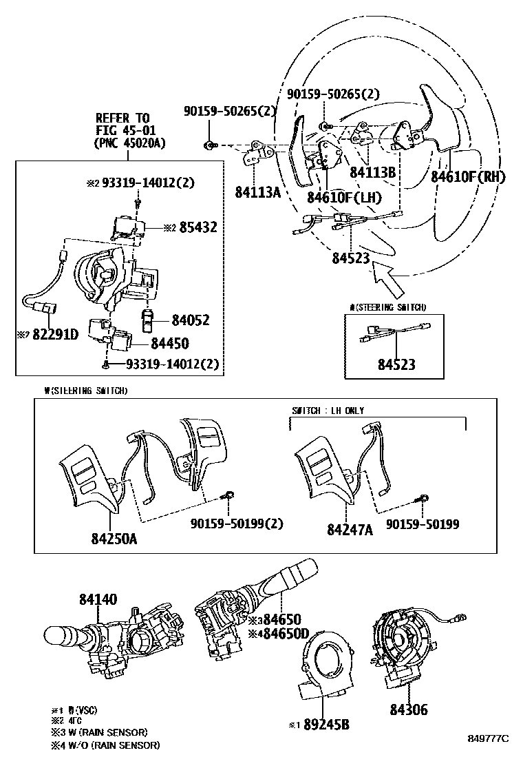 Toyota COROLLA 开关和继电器和ECU EPC diagram — 849777C