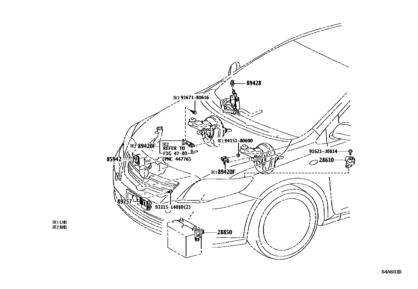 Toyota COROLLA 开关和继电器和ECU EPC diagram — 84A603B