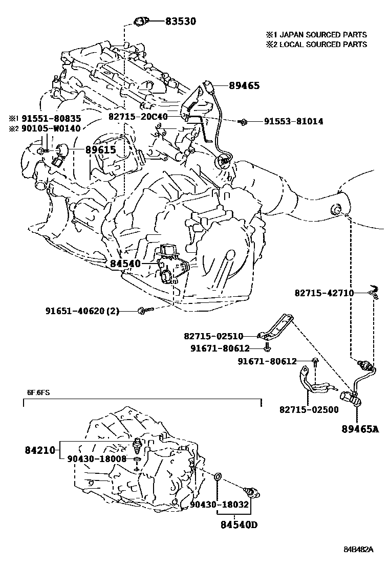 Toyota COROLLA 开关和继电器和ECU EPC diagram — 84B482A
