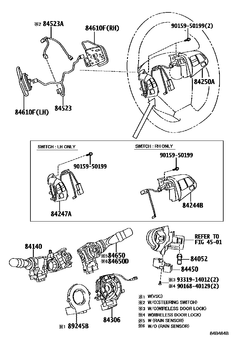Toyota COROLLA 开关和继电器和ECU EPC diagram — 84B484B