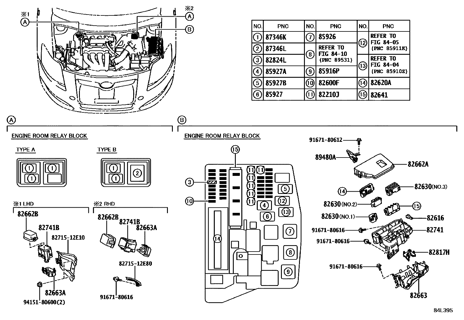 Toyota COROLLA 开关和继电器和ECU EPC diagram — 84L395