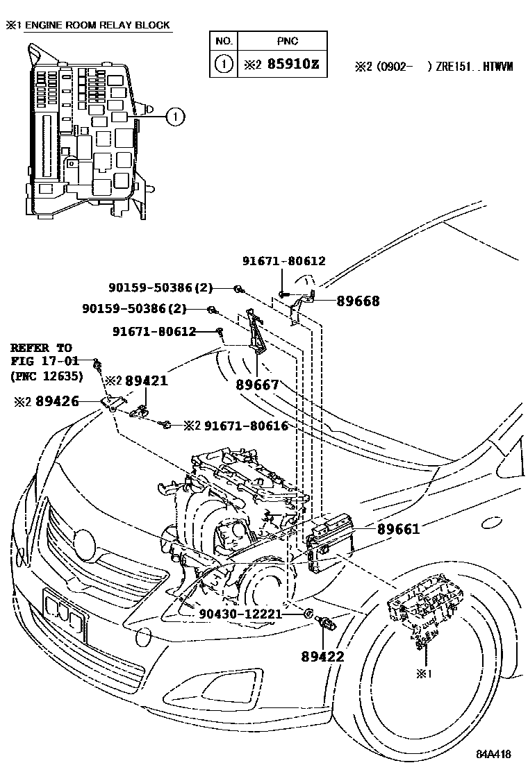 Toyota COROLLA 电子燃油喷射系统 EPC diagram — 84A418