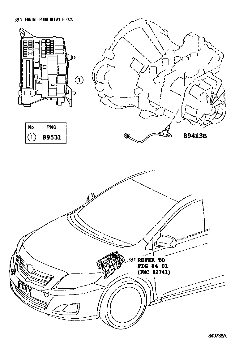 Toyota COROLLA 超速档和电子控制变速器 EPC diagram — 849736A