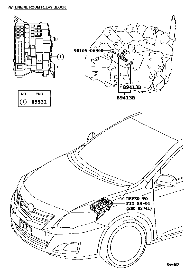 Toyota COROLLA 超速档和电子控制变速器 EPC diagram — 84A402