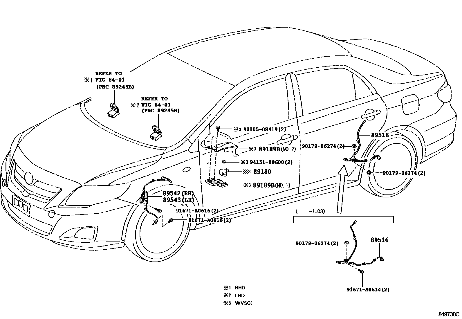 Toyota COROLLA ABS 和 VSC EPC diagram — 849738C
