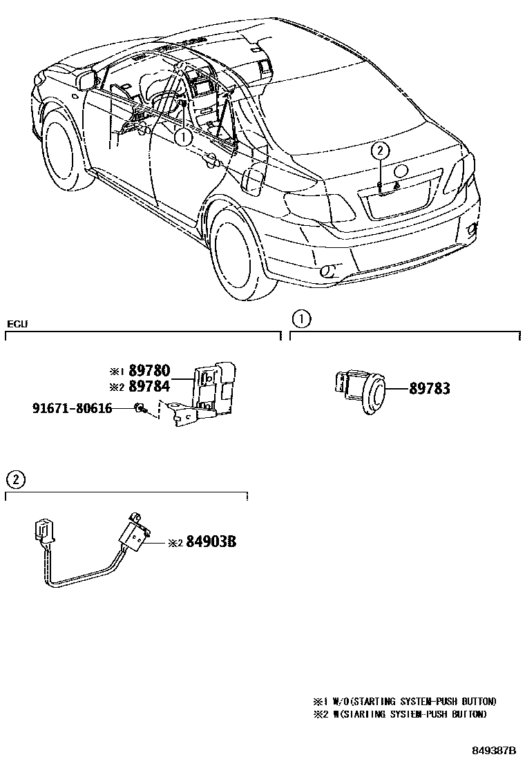 Toyota COROLLA 防盗装置 EPC diagram — 849387B
