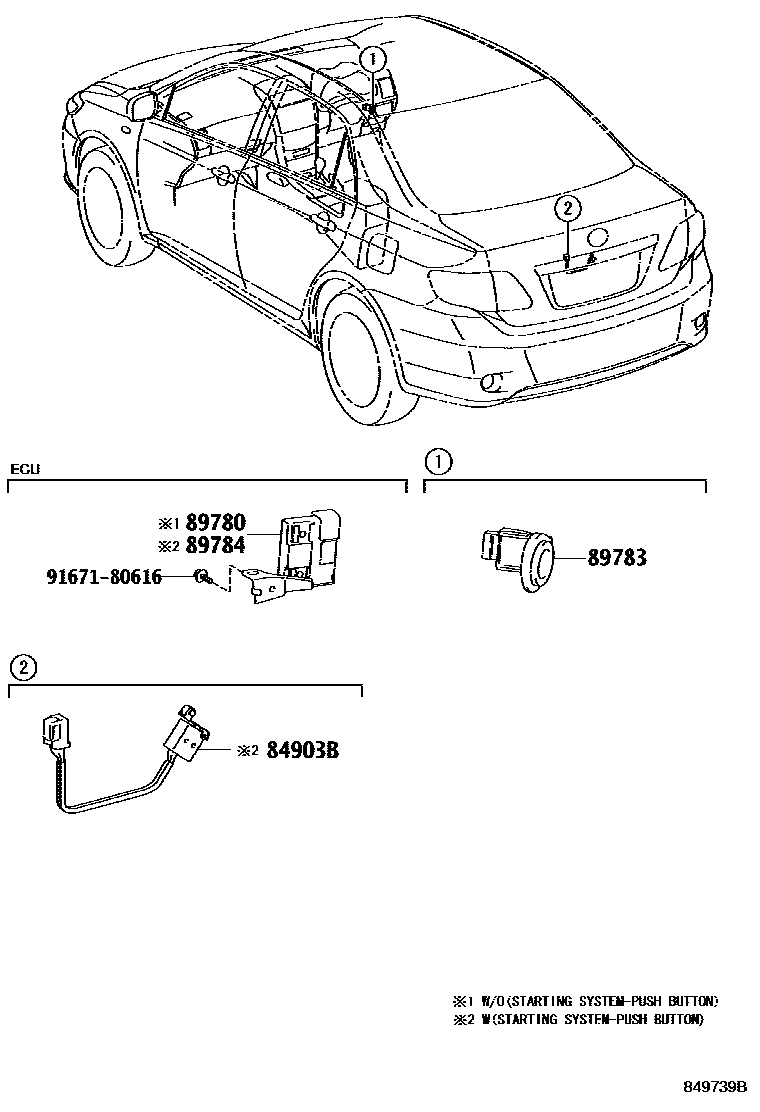 Toyota COROLLA 防盗装置 EPC diagram — 849739B