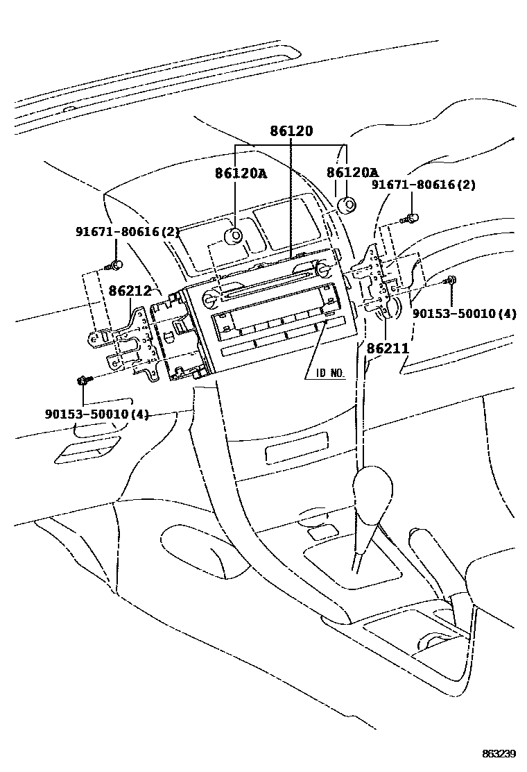 Toyota COROLLA 收音机、放大器和冷凝器 EPC diagram — 863239