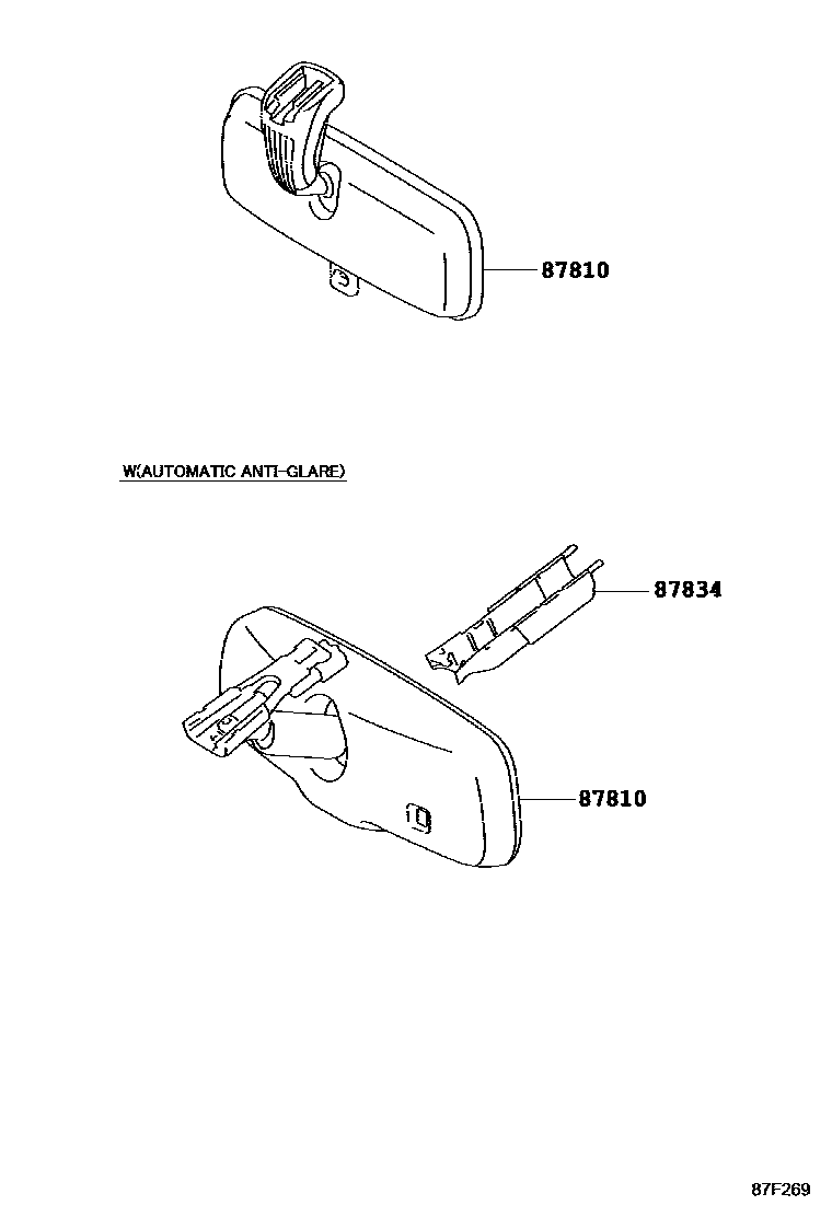 Toyota COROLLA 后视镜 EPC diagram — 87F269