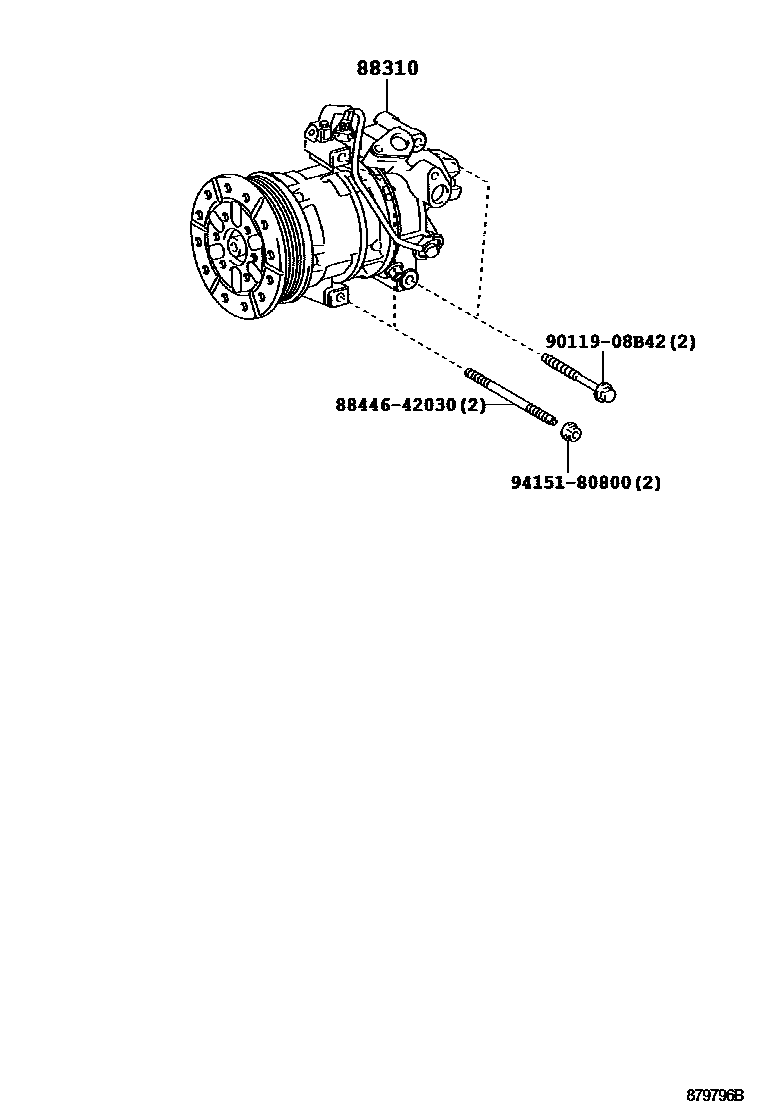 Toyota COROLLA Heating & Air Conditioning - Compressor EPC diagram — 879796B