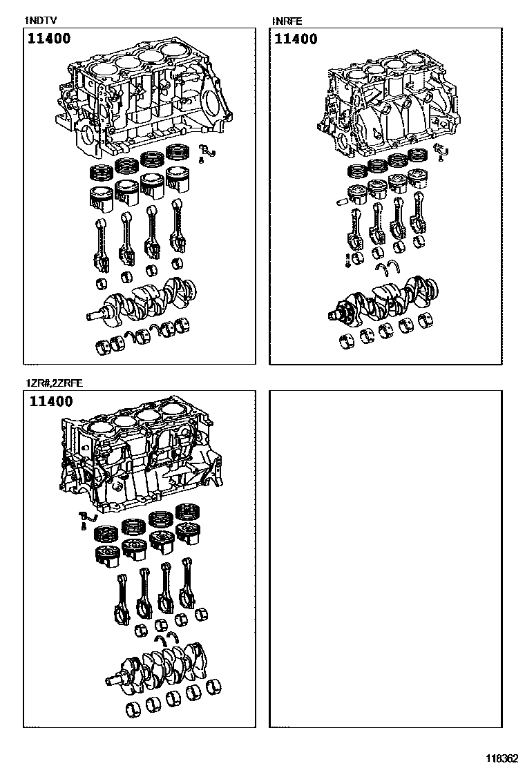 Toyota COROLLA Short Block Assembly EPC diagram — 118362