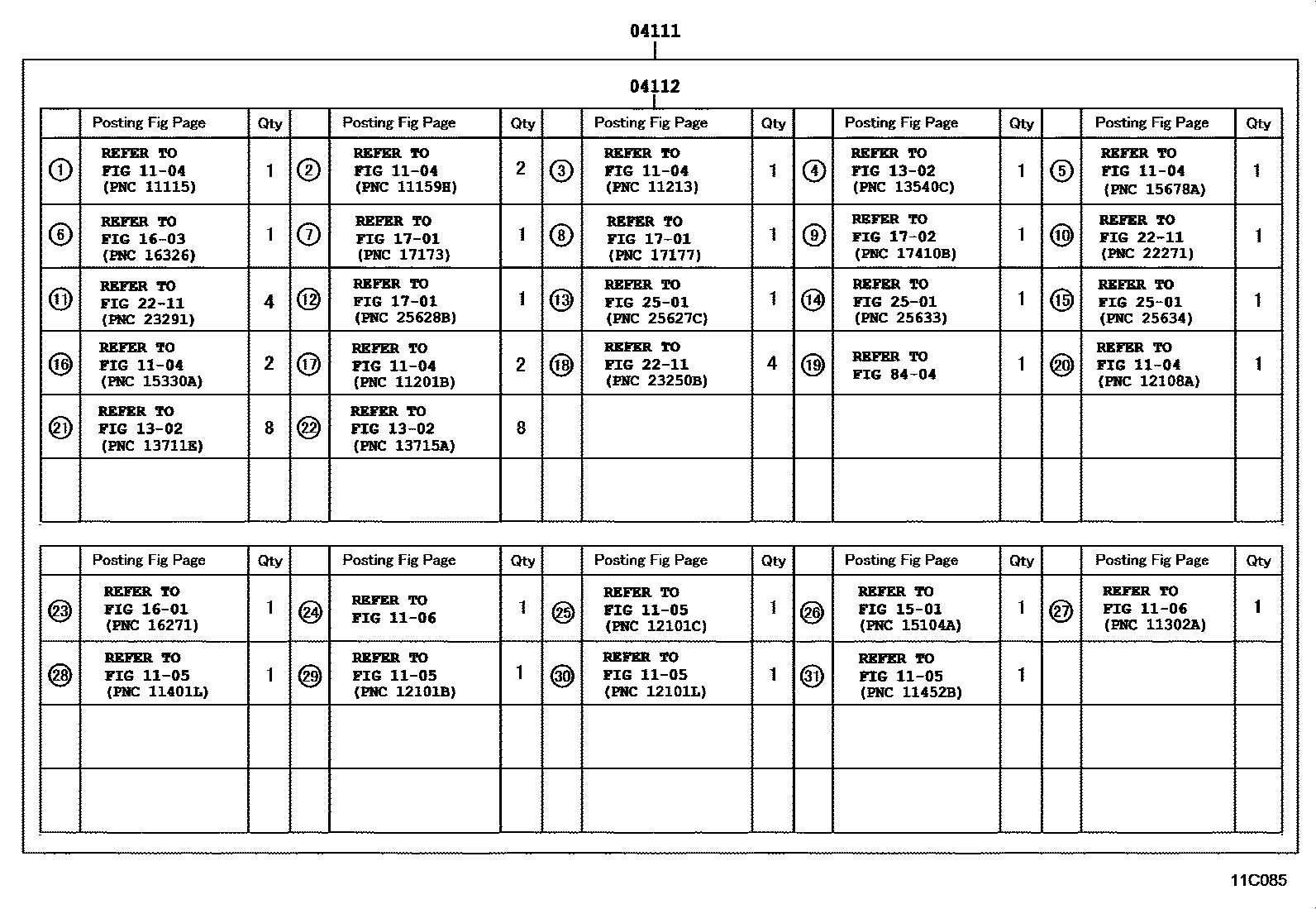 Toyota COROLLA Engine Overhaul Gasket Kit EPC diagram — 11C085