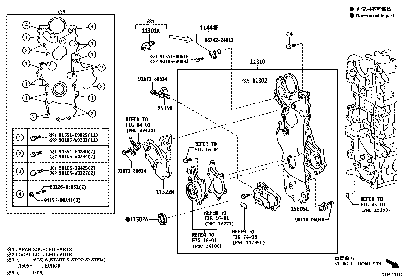 Toyota COROLLA Timing Gear Cover & Rear End Plate EPC diagram — 11B241D