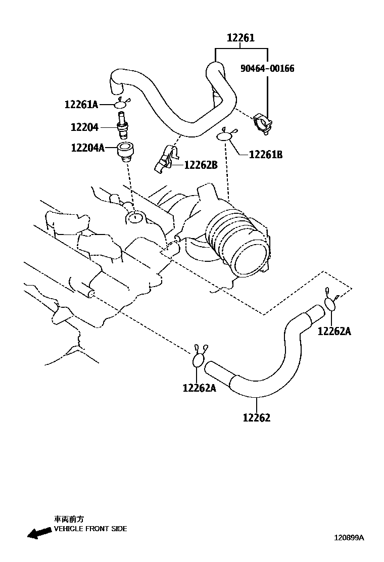 Toyota COROLLA Ventilation Hose EPC diagram — 120899A