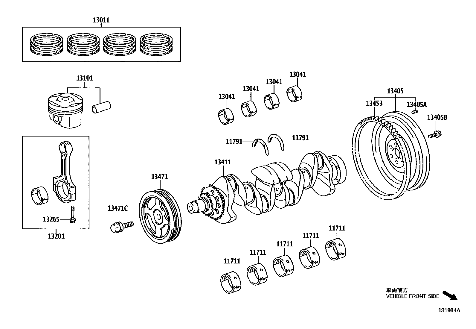 Toyota COROLLA Crankshaft & Piston EPC diagram — 131984A
