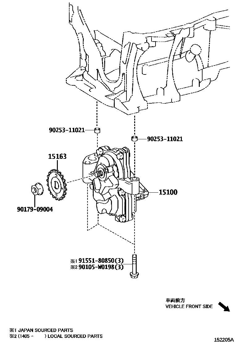 Toyota COROLLA Engine Oil Pump EPC diagram — 152205A