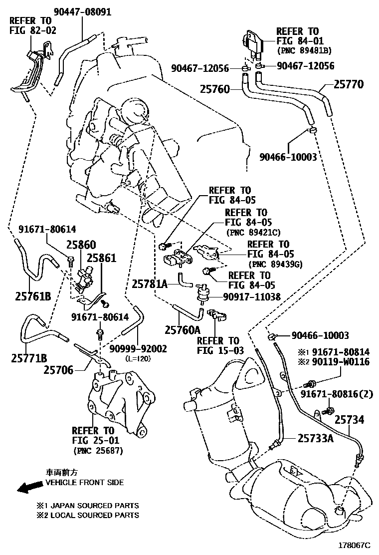 Toyota COROLLA vacuum tube EPC diagram — 178067C