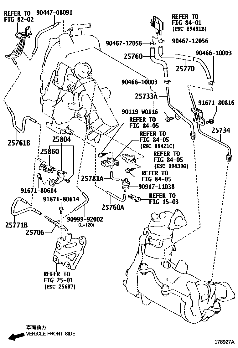 Toyota COROLLA vacuum tube EPC diagram — 178927A