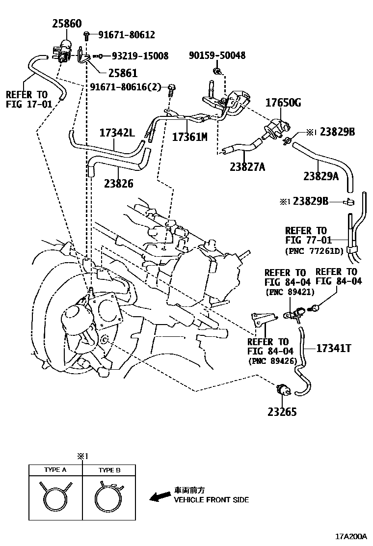 Toyota COROLLA vacuum tube EPC diagram — 17A200A