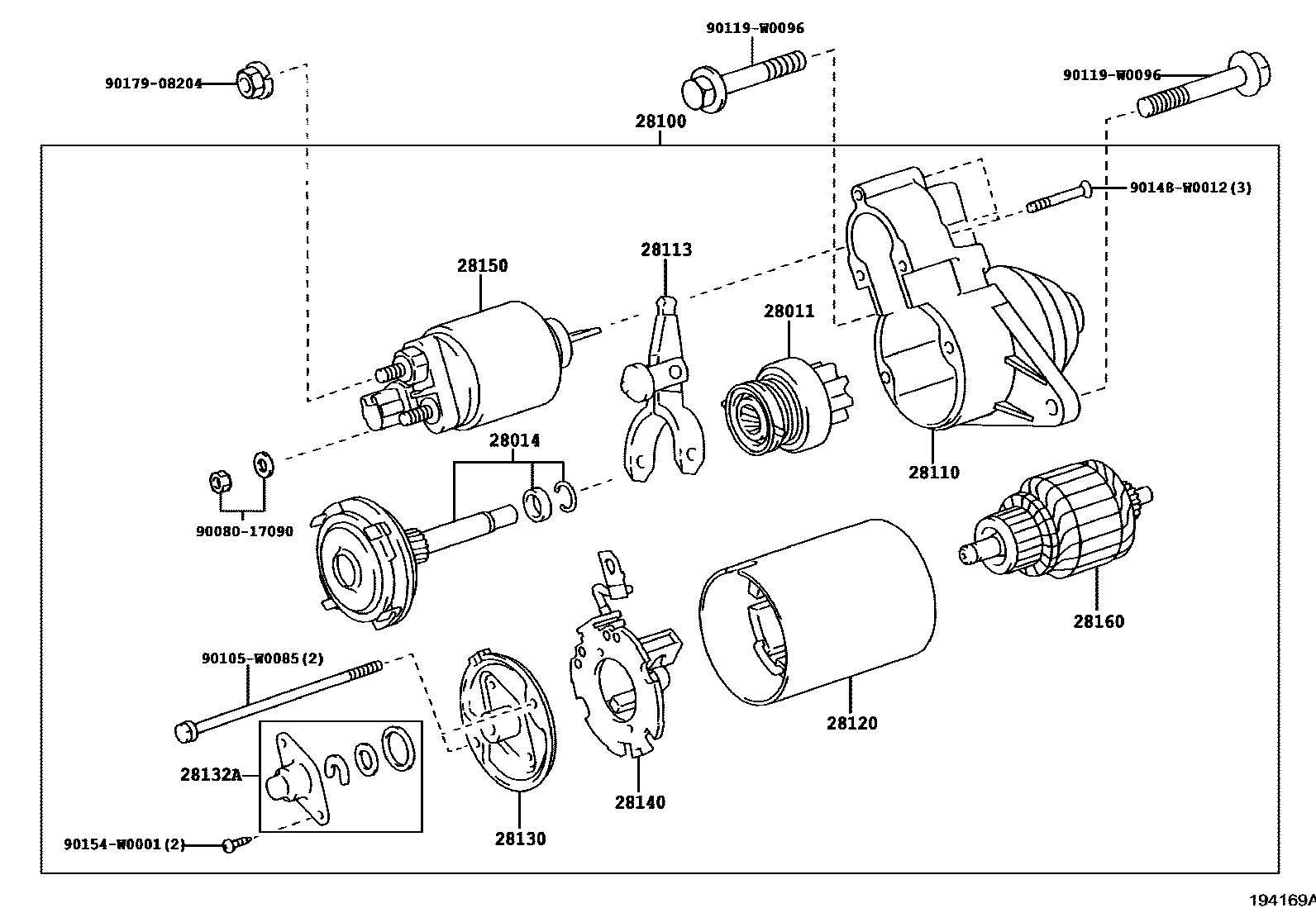 Toyota COROLLA 起动机 EPC diagram — 194169A