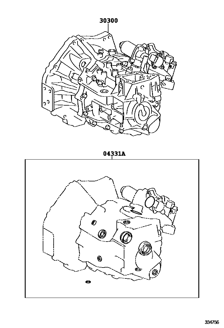 Toyota COROLLA 传动桥或变速器总成和衬垫组件(MTM) EPC diagram — 334756