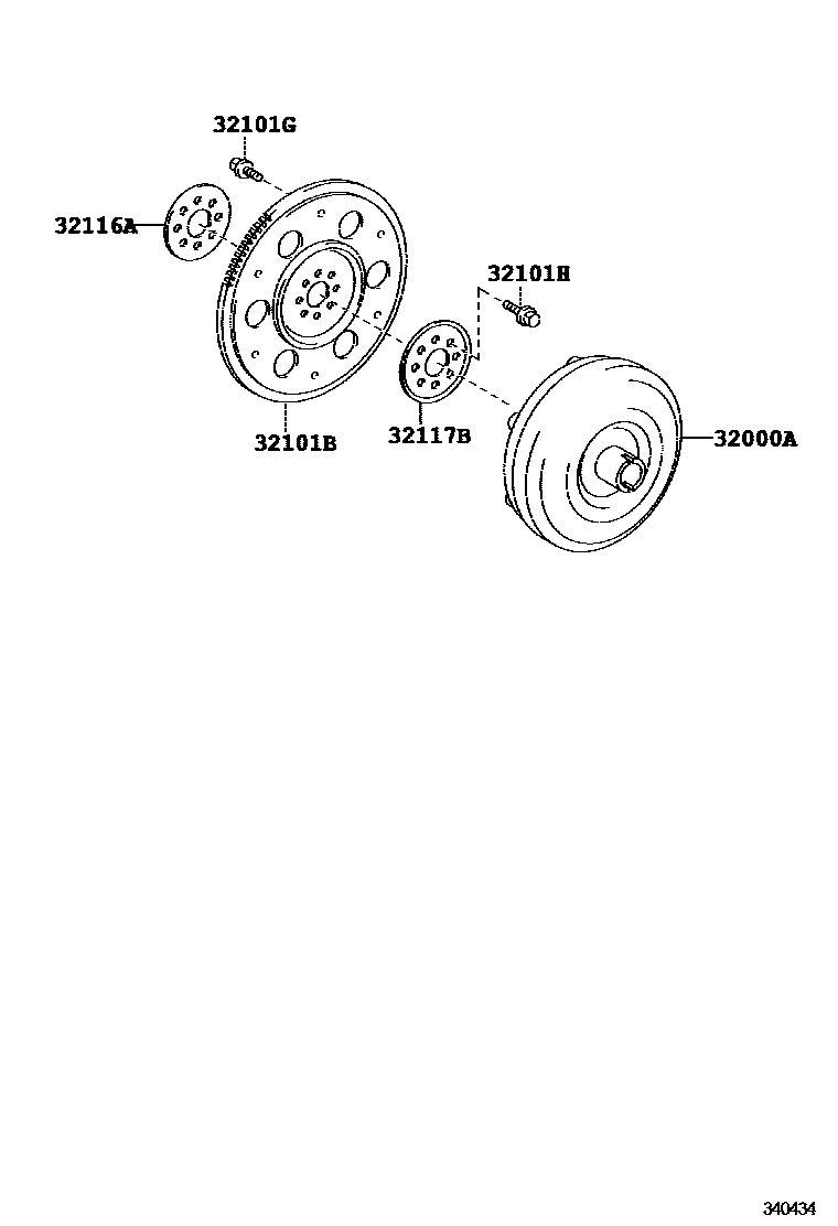 Toyota COROLLA 变矩器、前油泵(CVT) EPC diagram — 340434