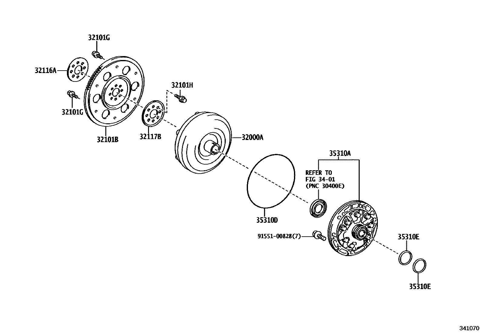 Toyota COROLLA 变矩器、前油泵(CVT) EPC diagram — 341070