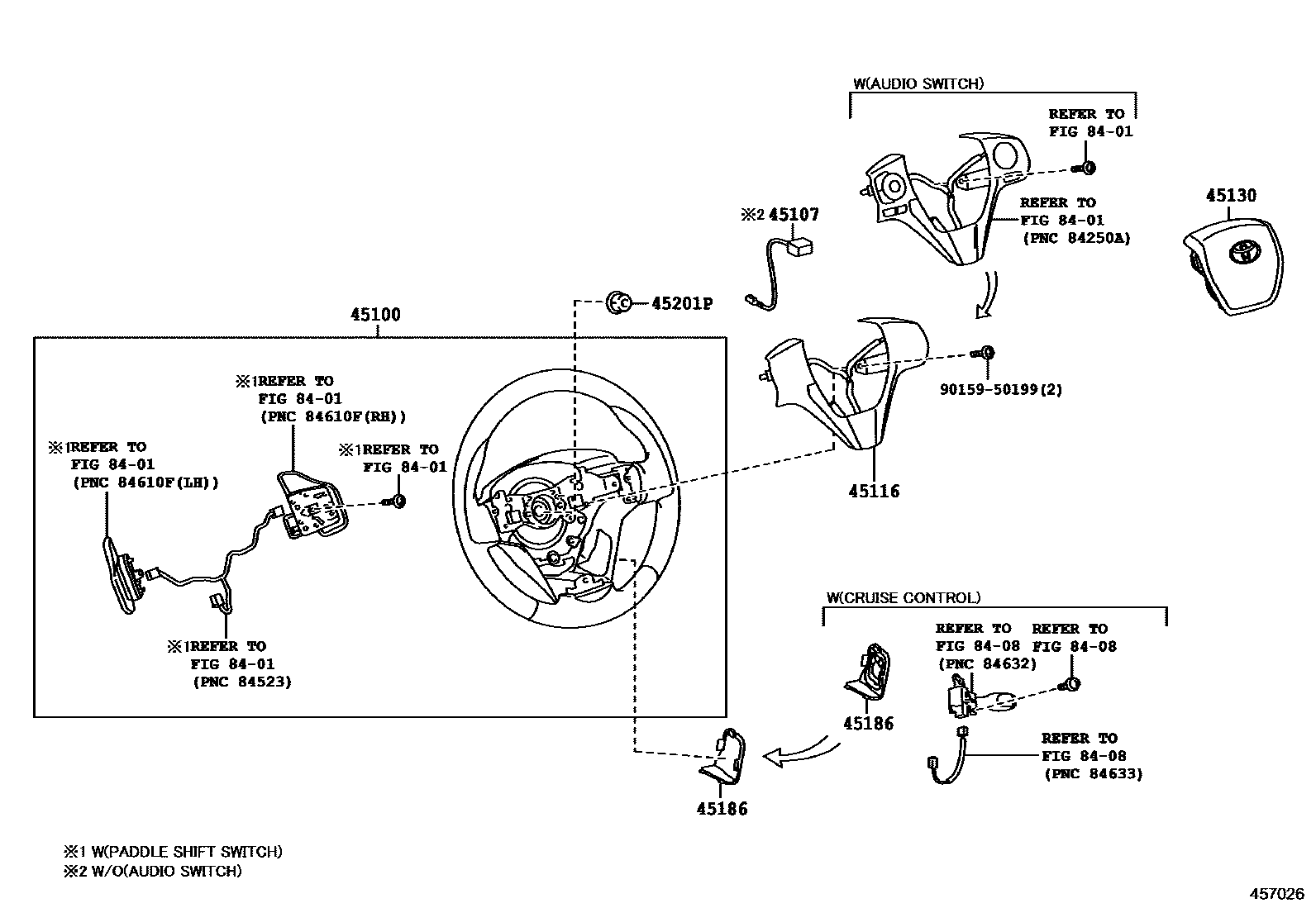 Toyota COROLLA Steering Wheel EPC diagram — 457026