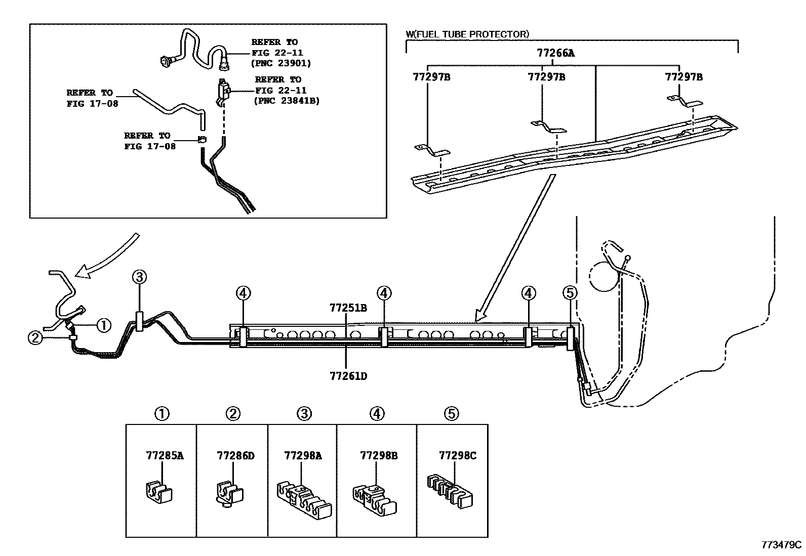 Toyota COROLLA 燃油箱和燃油管 EPC diagram — 773479C