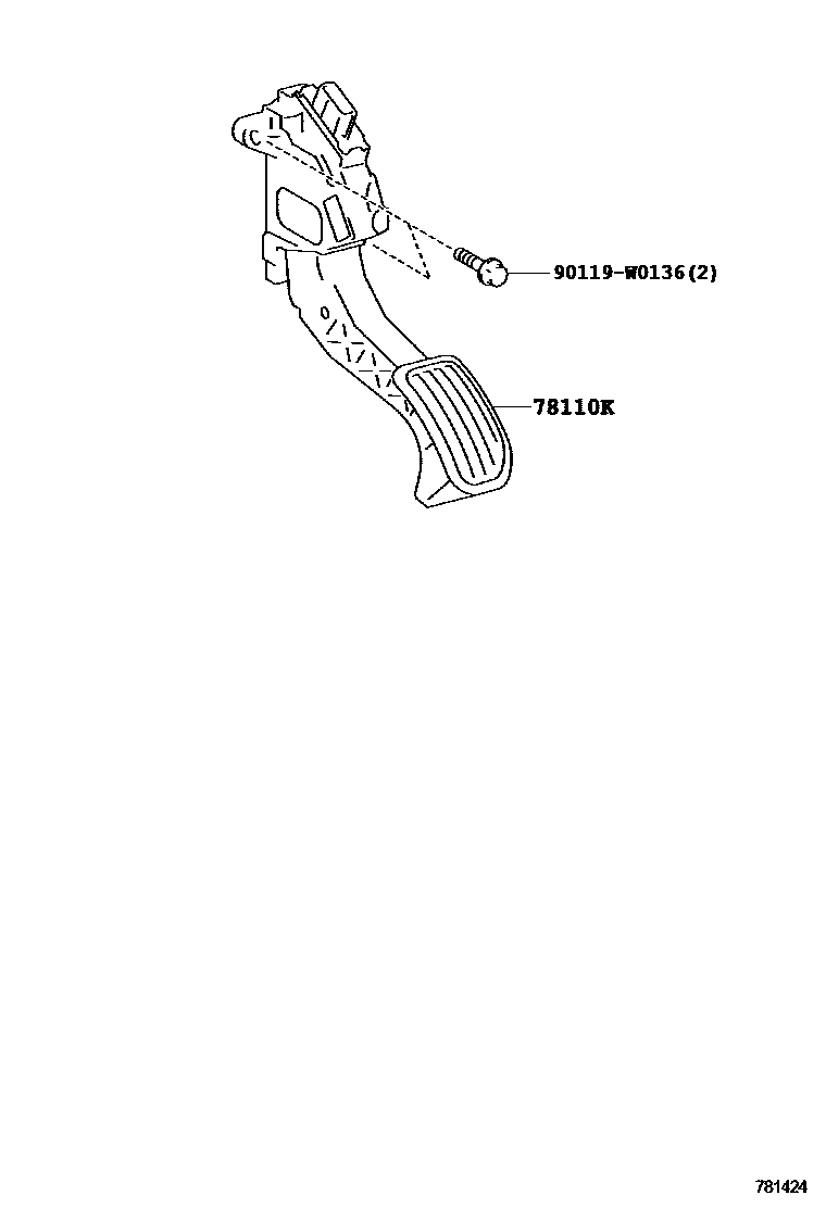 Toyota COROLLA accelerator pedal connecting rod EPC diagram — 781424