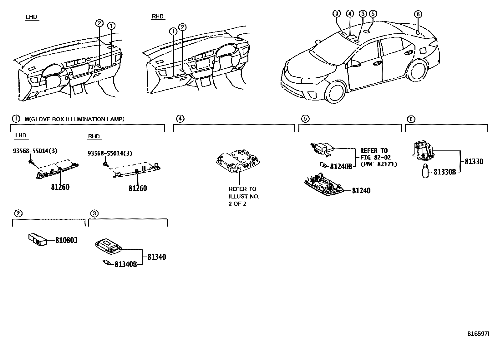 Toyota COROLLA 车内灯 EPC diagram — 816597I