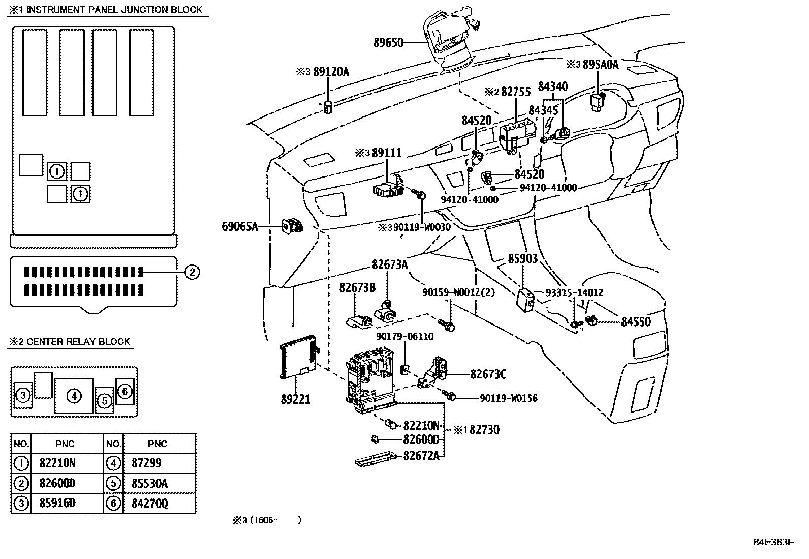 Toyota COROLLA 开关和继电器和ECU EPC diagram — 84E383F